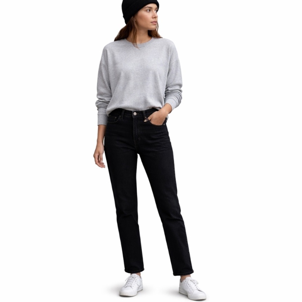 Eileen Fisher Classic Minimalist Casual Capsule Wardrobe Black Jean Size 12